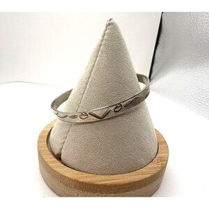 Vintage Western Stamped Cuff Bracelet Cowboy Boot Horseshoe Symbols Silver Tone